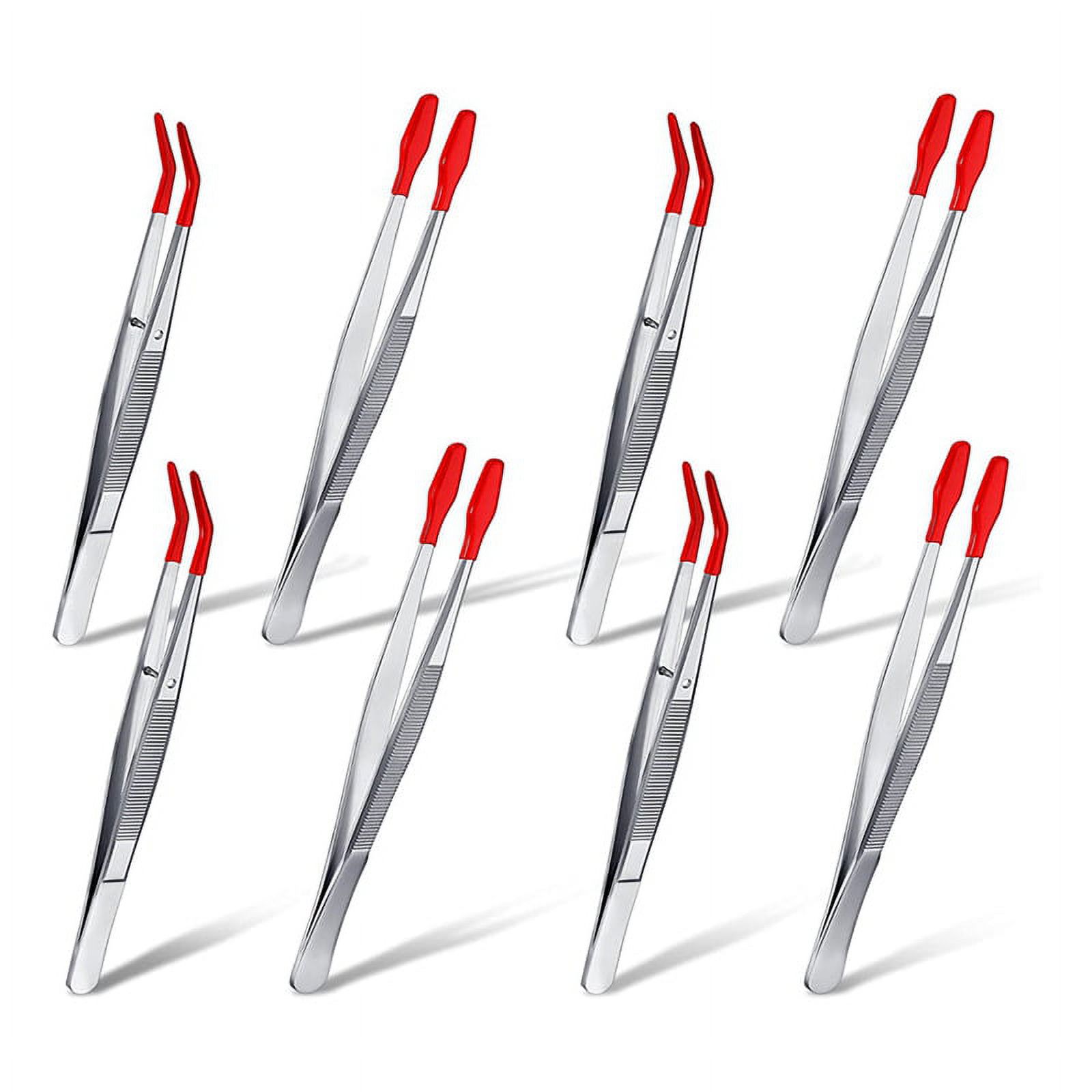 Winyuyby 8 Pieces Tweezers with Rubber PVC Silicone Coated Non Marring