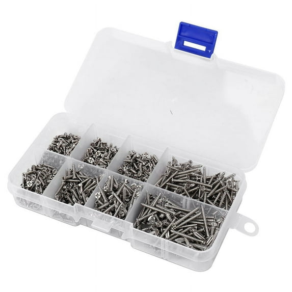 Winyuyby 800Pcs Stainless Steel Self Tapping Screw Assortment Kit Lock Nut Wood Thread Nail Screw Sets M2