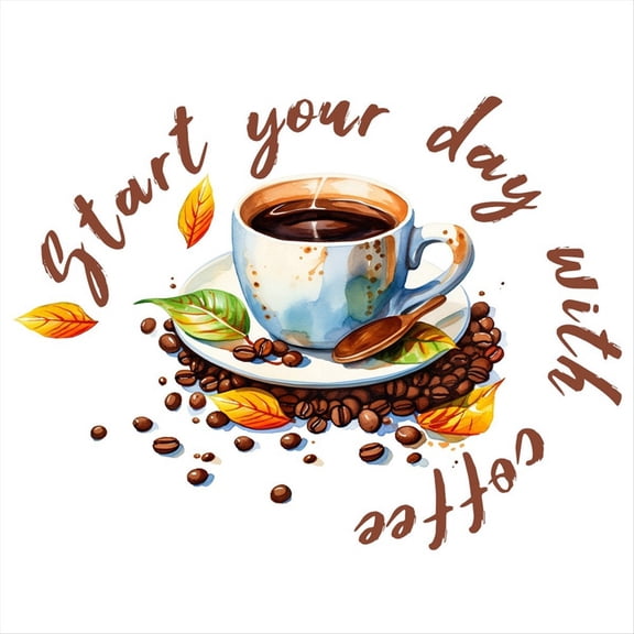 Winyuyby Coffee Cup Wall Stickers Restaurant Background Decoration Mural for Cafe Kitchen Room Home Decor Self-Adhesive Decals