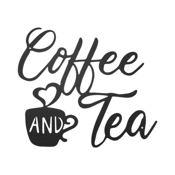 Winyuyby Coffee Sign and Tea Bar Metal Hanging Wall Art Black Cup Decor Letter for Cafe Farmhouse Kitchen