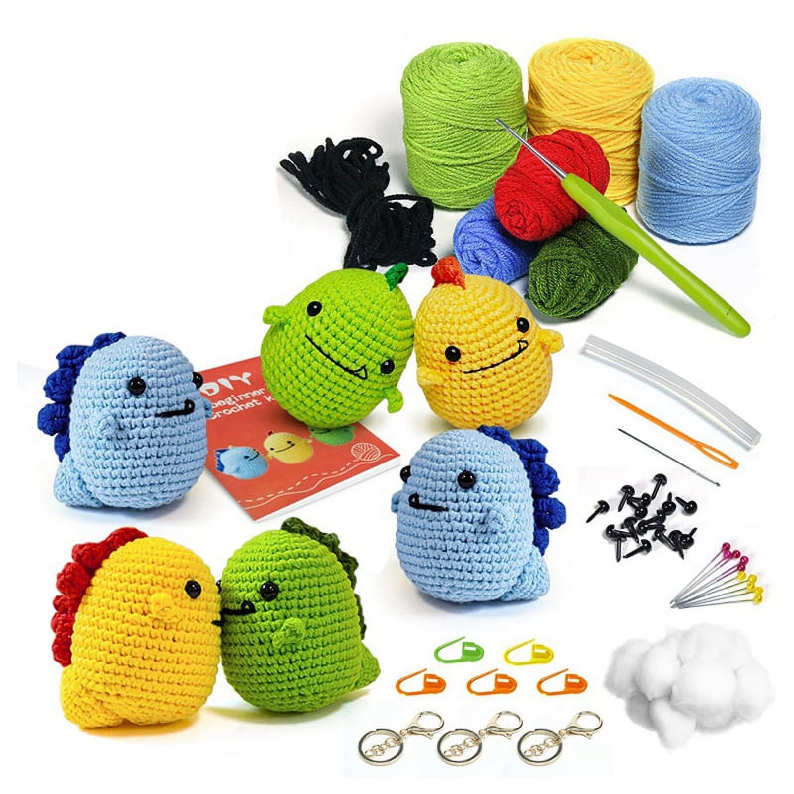 Winyuyby Crochet Kit for Beginners,Set of 6 Cute Dinosaur Crochet