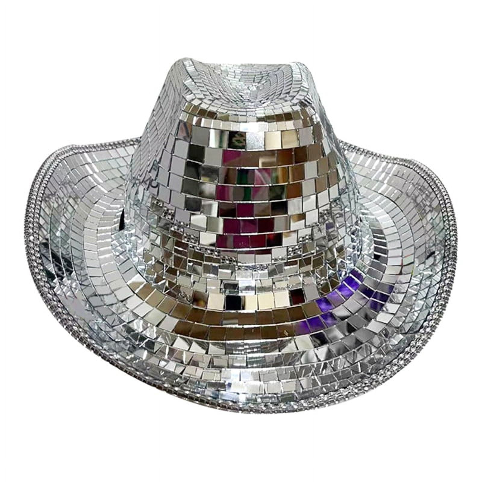 Winyuyby Disco Ball Hat, Sparkly Glitter Space Cowgirl Hat, Mirror Ball