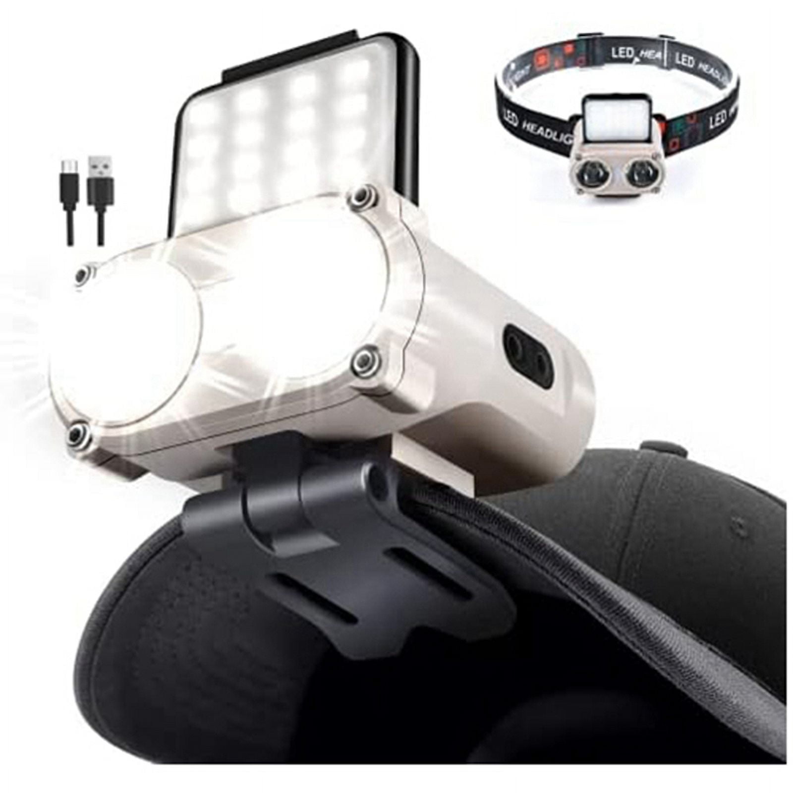 Winyuyby LED Hard Hat Light, Rechargeable Dimmable Hat Light Clip, Hat