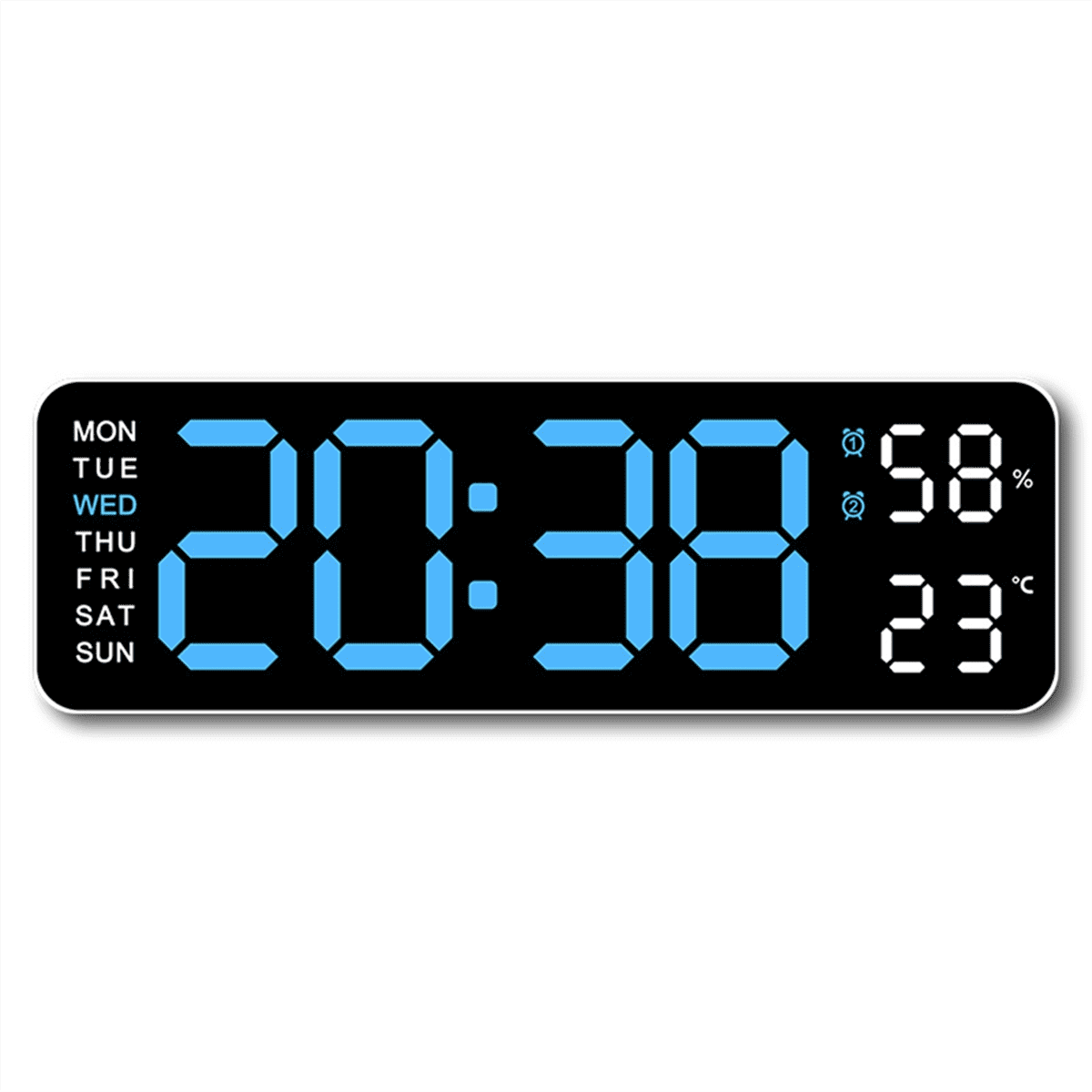Winyuyby Large Digital Wall Clock Temperature and Humidity Week Display