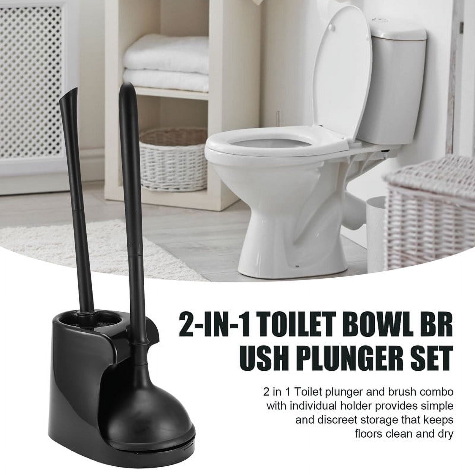 Winyuyby Toilet Plunger and Brush 2-In-1 Toilet Bowl Brush Plunger Set ...