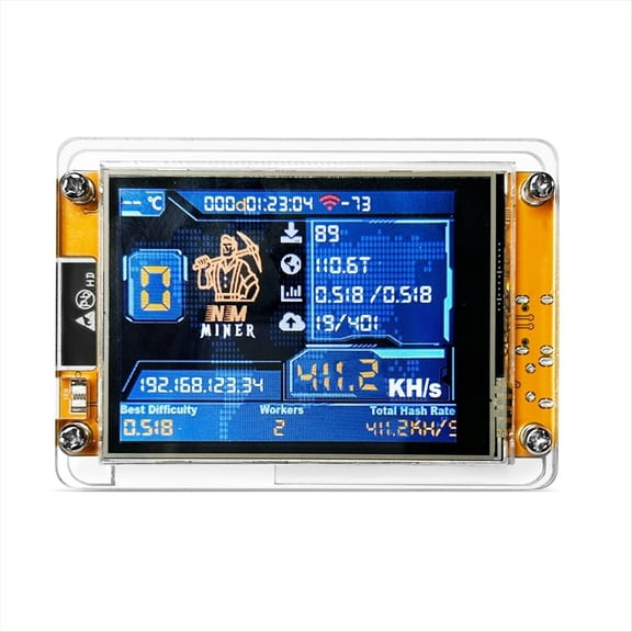 Winyuyby V2 411KH/S Hashrate 2.8 Inch Smart Display BTC Solo Lottery Miner Bitcoin Crypto Lottery Miner