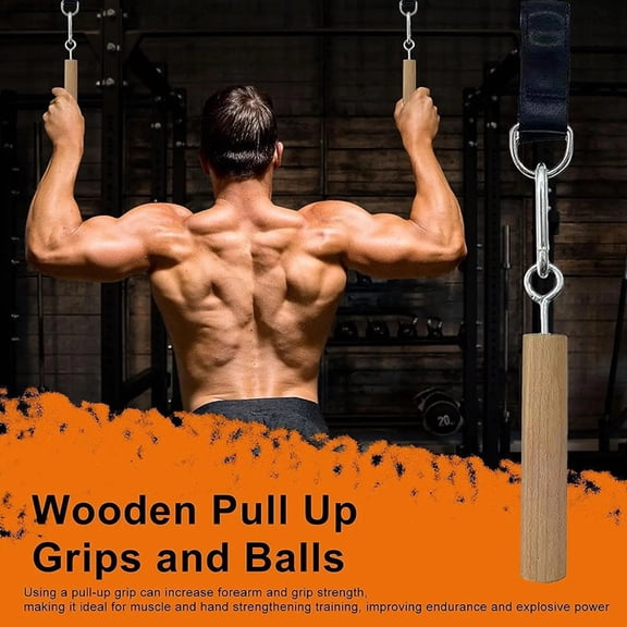 Wooden Handle Pull Up Ball Grip Finger Strengthener Exerciser Arm Muscle Strength Workout Climbing Fitness Accessories A