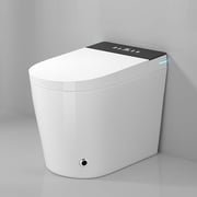 Winzo 10 Rough-in Smart Toilet with Bidet For Small Bathroom, Auto Flush, LED Night Light, Heated Bidet with Warm Air Drying White with Black Panel