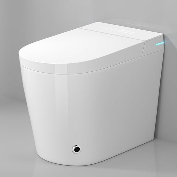 Winzo Compact Smart Toilet 10" Rough-in with Bidet For Small Bathroom, Auto Flush, LED Night Light,Heated Bidet with Warm Air Drying (White with White Panel)