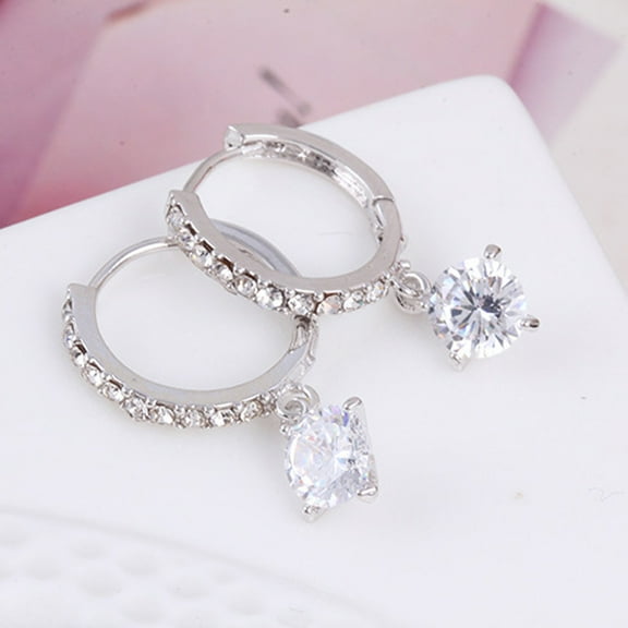 Wioihee 1 Pair Women Fashion Crystal Rhinestone Round-shaped Ear Earrings