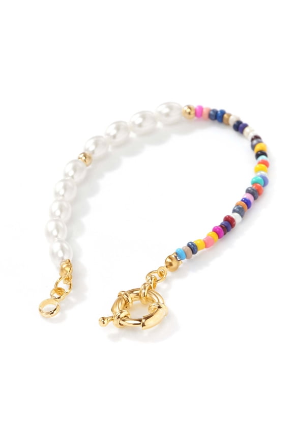 1Pc Handmade Pearl Bead Bracelet Simple Colorful Bohemian Seed Beaded Pearl Bangle Bracelet for Women Jewelry