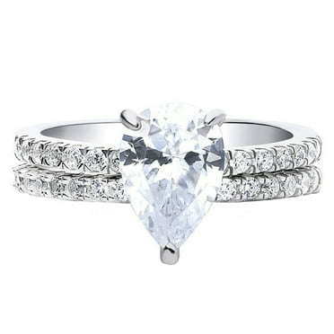 Wioihee 2 in 1 Engagement Rings Set 925 Sterling Silver 1 Carats Artificial Diamond Wedding Band Silver Cubic Zirconia Bridal Promise Ring for Women