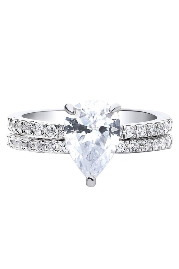 2 in 1 Engagement Rings Set 925 Sterling Silver 1 Carats Artificial Diamond Wedding Band Silver Cubic Zirconia Bridal Promise Ring for Women