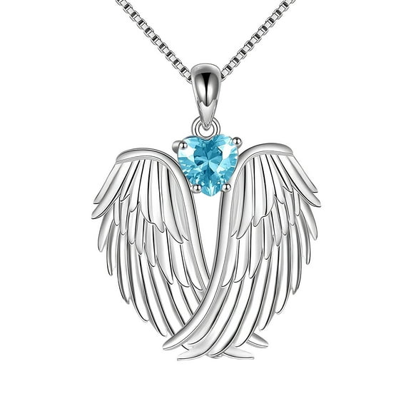 Wioihee Angel Wings Necklace Funny Lovely 925 Sterling Silver Rhinestone Hug Guardian Pendant Necklace for Women Jewelry