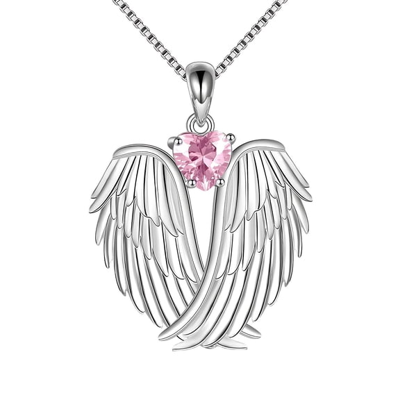 Wioihee Angel Wings Necklace Funny Lovely 925 Sterling Silver Rhinestone Hug Guardian Pendant Necklace for Women Jewelry