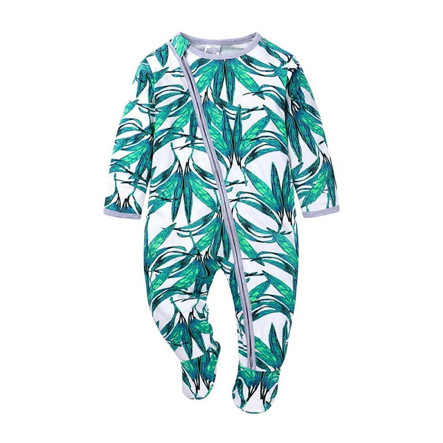 Wioihee Baby Footie Pajama with Mitten Cuffs, Double Zipper Infant