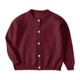 thumbnail image 1 of Wioihee Baby Girls Cotton Cardigan Long Sleeve Kid Button Sweater Girl Crew Neck Cardigans Uniform Sweater Wine 2T(2-3 Years), 1 of 3