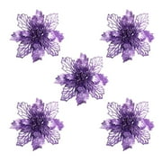 Wioihee Christmas Tree Ornaments Christmas Simulation Flower Xmas Ornament 5Pcs Purple One Size