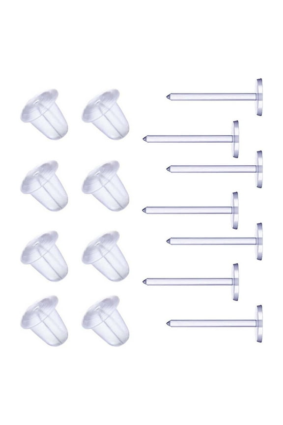 Clearance Under $2.00 25 Pairs of Plastic Earring Posts and Transparent Earrings On the Back of Earrings