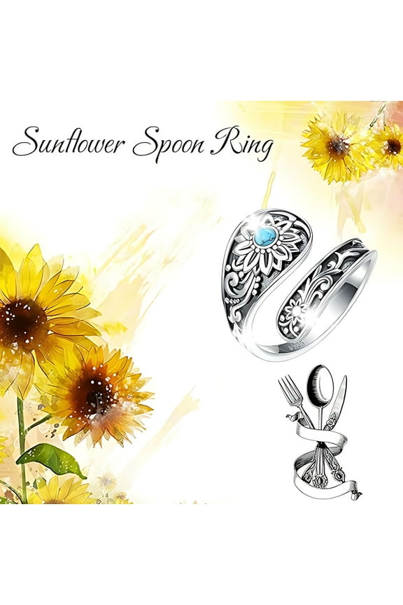 925 Spoon Ring Vintage Turquoise Rings Adjustable Size Inspirational