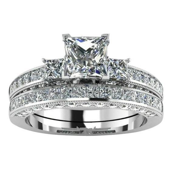 Wioihee Under $2.00 Couple Rings Vintage Engagement Wedding Ring Set