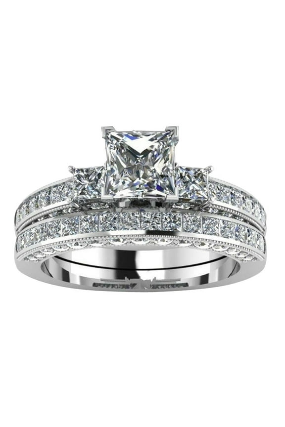 Under $2.00 Couple Rings Vintage Engagement Wedding Ring Set