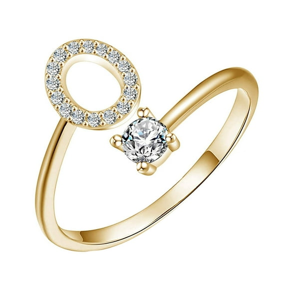 Wioihee Under $2.00 Exquisite 26 English Alphabet Style Ring Letter Copper Ring