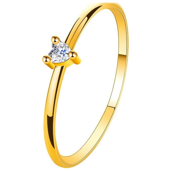 Wioihee Clearance Under $2.00 Heart-shaped Ring Women's Inlaid Zircon Heart-shaped Thin Ring Valentine's Day gift
