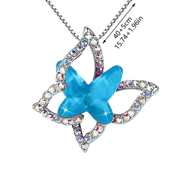 Wioihee Ladies Crystal Necklace Multicolor Fashion Pendant Necklace for Christmas gift