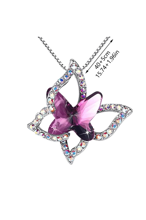 Under $2.00 Ladies Crystal Necklace Multicolor Fashion Pendant Necklace Valentine's Day gift