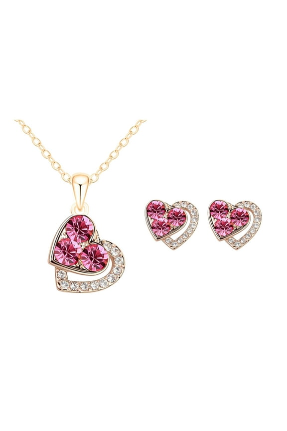 Clearance Under $2.00 Ladies Fashion Rose Heart Diamond Pendant Necklace Mother's Day Gift Jewelry Valentine's Day gift