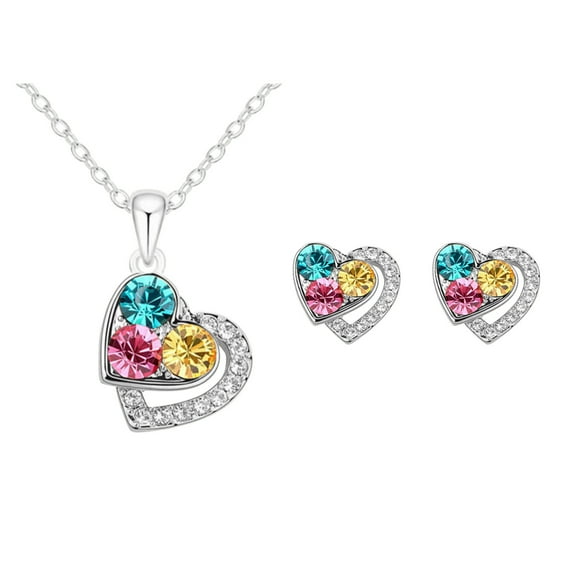 Wioihee Clearance Under $2.00 Ladies Fashion Rose Heart Diamond Pendant Necklace Mother's Day Gift Jewelry Valentine's Day gift
