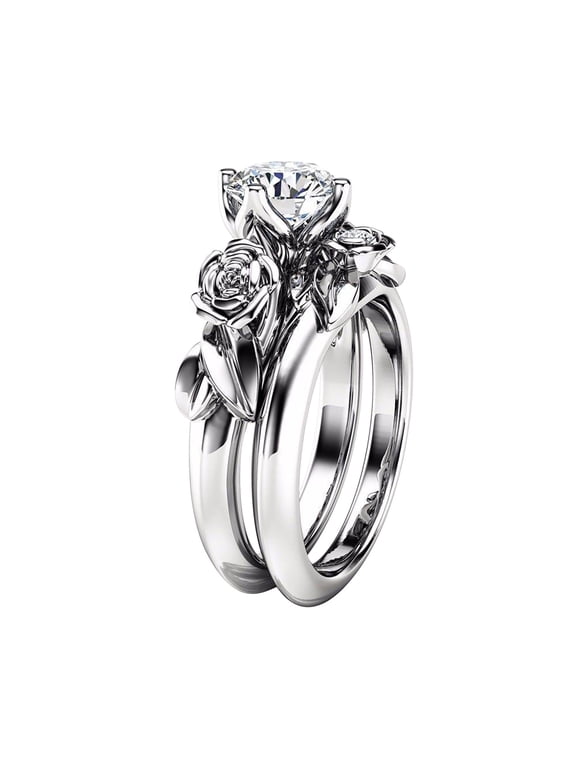 Ladies Rose Flower Diamond Couple
