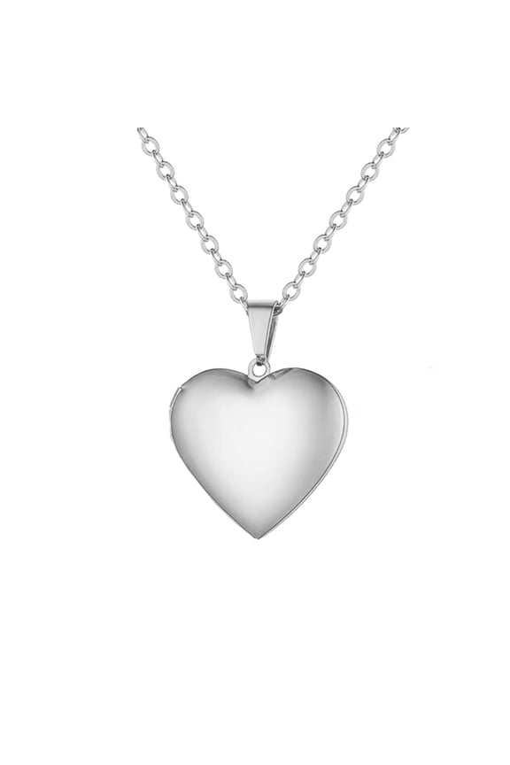 Under $2.00 Love Heart Locket Necklace that Holds Pictures Polished Lockets Necklaces Birthday Gifts