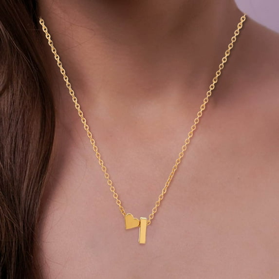 Wioihee Clearance Under $2.00 Mini Jewelry A to Z Letter Tiny Love Heart Initial Choker Necklace for Women Personalized Name Charm Silver