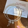 thumbnail image 1 of Wioihee Under $2.00 Silvery Fashionable Double Ring Bow Women's Closed Bracelet Valentine's Day Birthday Jewelry Gift, 1 of 7