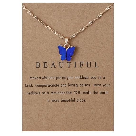 Wioihee Clearance Under $2.00 Sweet Butterfly Necklace Acrylic Color Clavicle Chain Necklace Valentine's Day gift