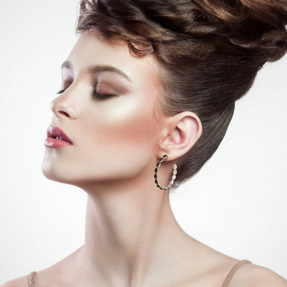 Wioihee Under $2.00 Vintage Western Turquoise Large C Shape Turquoise Hoop Earrings