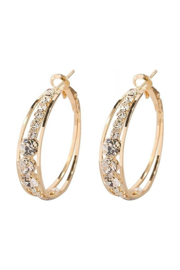 Under $2.00 Women Exaggerated Zircon Temperament Earrings Ear Clips Ladies Jewelry