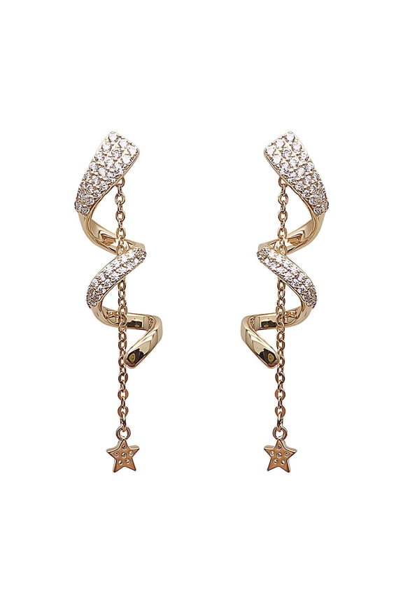 Earrings for Women Drop Earrings Shiny Rhinestones Star Chain Earrings Bridal Wedding Lightweight Dangle Earrings