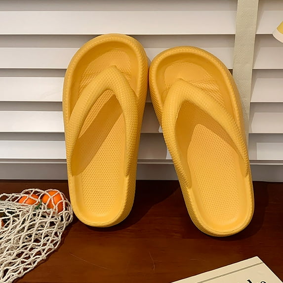 Wioihee Flip Flops for Women Lazy Solid Color Shoes Women's Orthotic Flip Flops with Arch Support Soft Thong Sand Yellow-J 5.5(36-37)