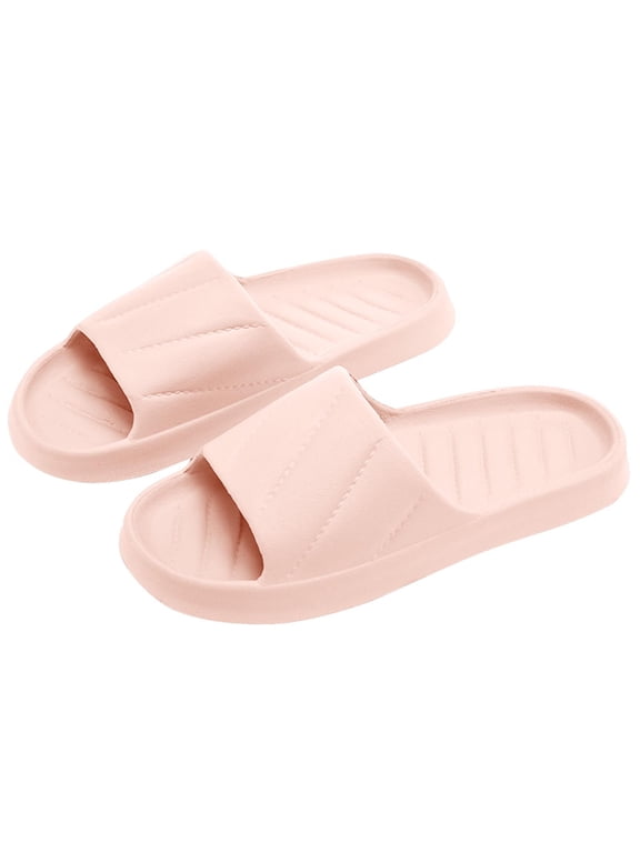 Cloud Slides for Women, Non Slip Thick Sole EVA Pillow Slippers, Unisex Quick Drying Super Soft Comfort Shower Shoes,Lightweight Open Toe Beach Platform Slide Sandals Pink 37