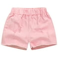 thumbnail image 1 of Wioihee Girl's Mid Rise Ripped Raw Hem Distressed Frayed Straight Leg Jean Elastic Waist Denim Shorts with Pocket Clearance Pink 12 Years, 1 of 5
