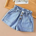 thumbnail image 1 of Wioihee Girls Denim Shorts Summer Korean Shorts Wearing Trendy Shorts Thin and Versatile Shorts Blue-A 11-13 Years, 1 of 3