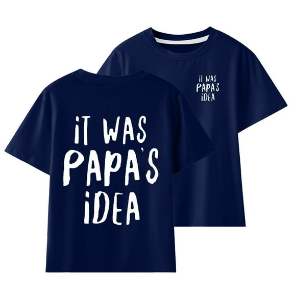 Wioihee It was Papa's Idea - Youth Short Sleeve T-Shirt Summer T Short for Boys 3-14T Navy 5T(5-6 Years)