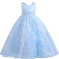 thumbnail image 1 of Wioihee Kids Dress Girls Sleeveless Princess Dress Bow Tie Lace Flowers Mesh Dress Tufted Dress Sky Blue 7-8 Years, 1 of 9
