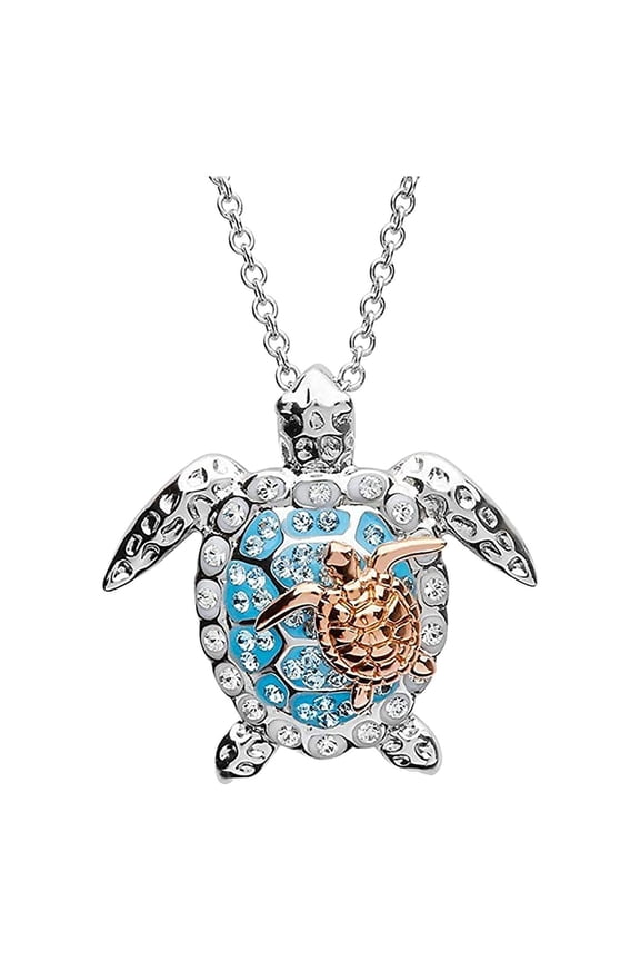 Ladies Necklace Two Tone Turtle Necklace Jewelry Necklace