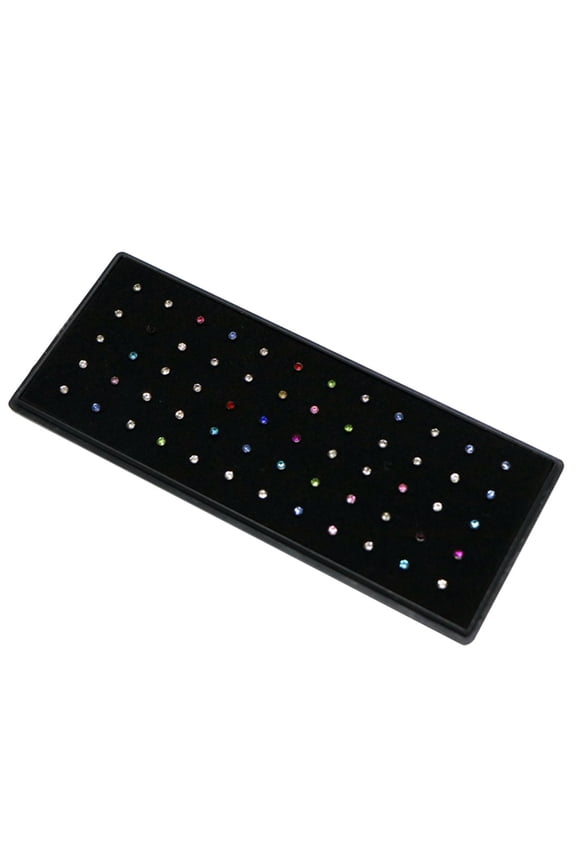 Ladies' jewelry 60PCS Crystal Rhinestone Nose Ring Bone Stud Surgical Steel Body Piercing Jewelry Multi-Color