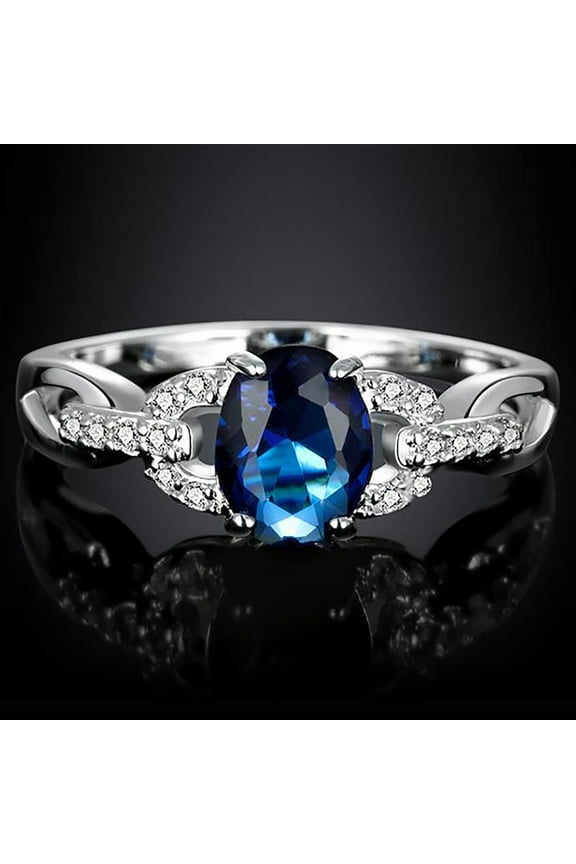 Ladies' jewelry 925 Sterling Silver Created Women's Rainbow Topaz|Ring Women Engagement Rings Bezel Setting Statement Ring Best Gift for Mother and Grandma