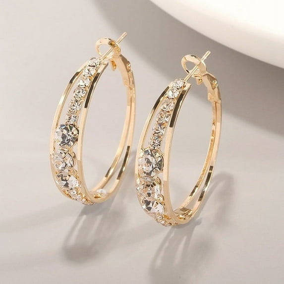 Wioihee Ladies' jewelry Fashion Women Exaggerated Zircon Temperament Earrings Ear Clips Ladies Jewelry
